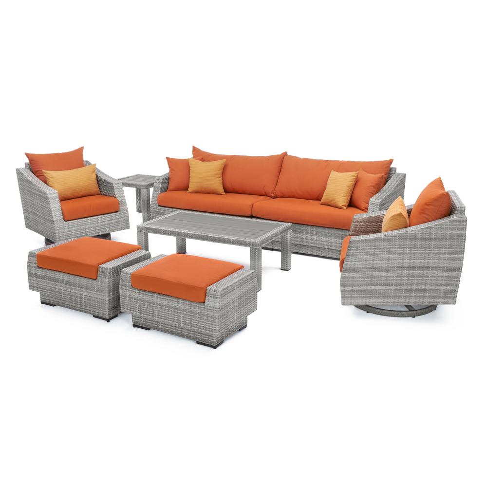 RST Brands Cannes 8-Piece Motion Wicker Patio Deep Seating Conversation