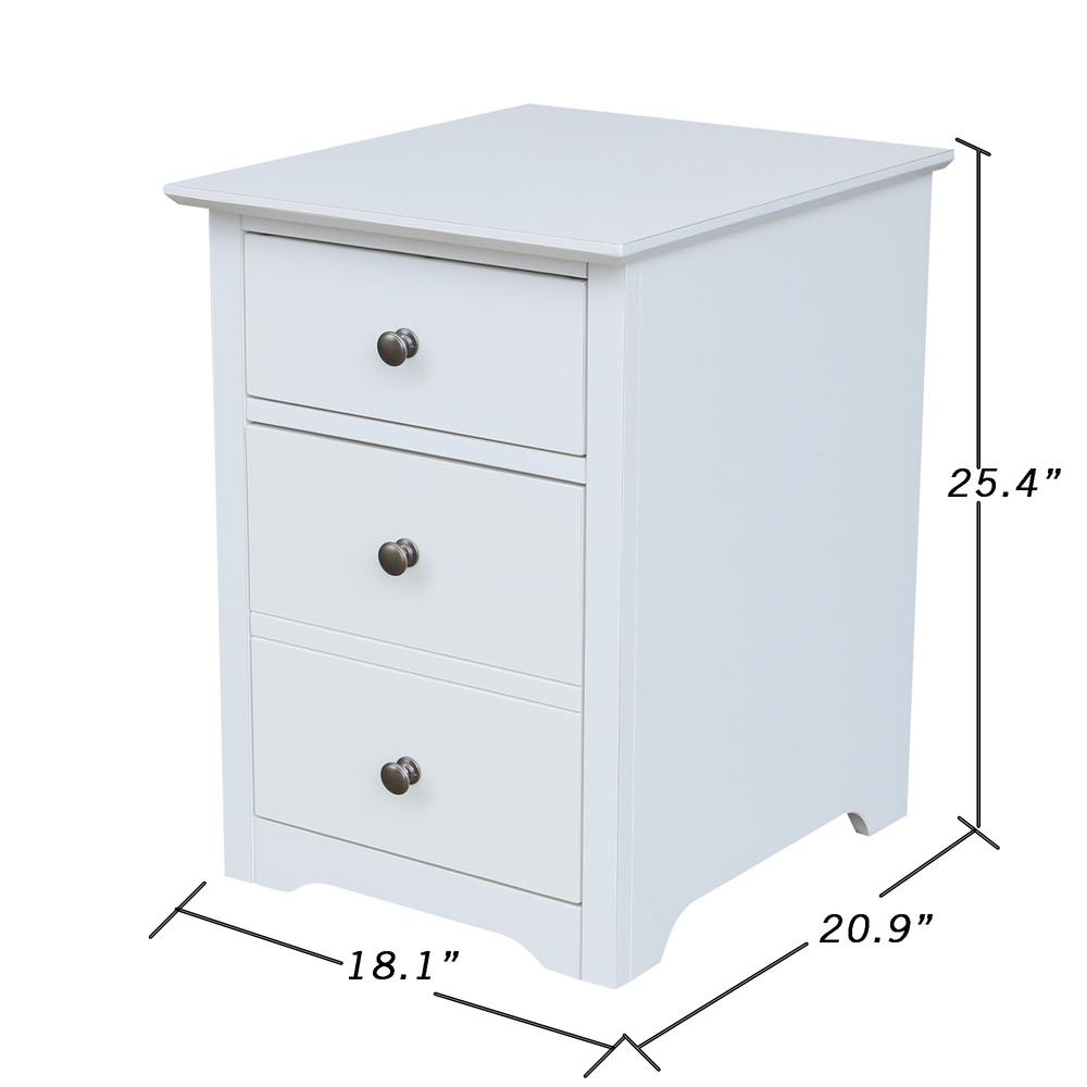 International Concepts Solid Wood Beach White Rolling File Cabinet