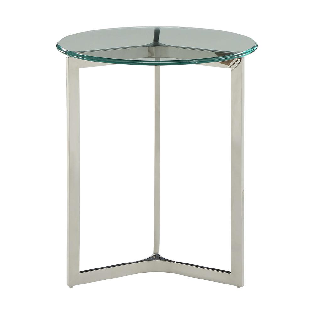 Volusius Stainless Steel And Clear Glass End Table