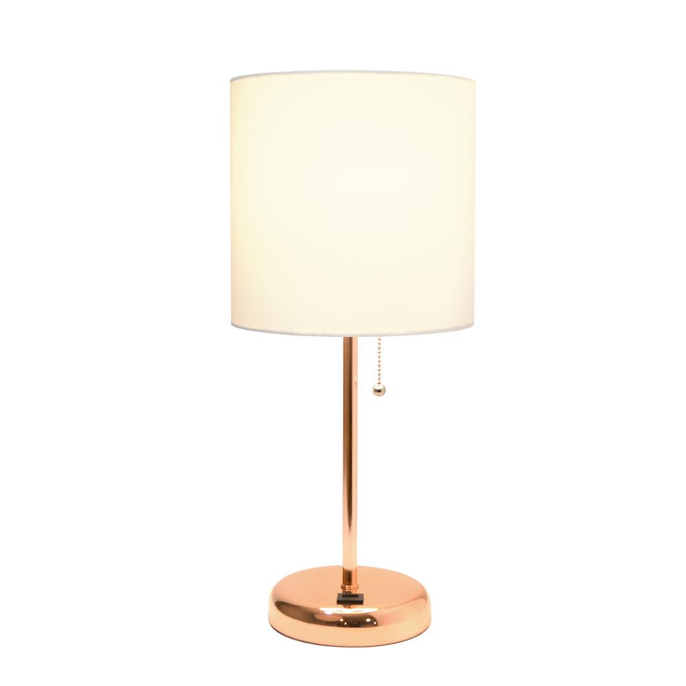 white and rose gold lamp