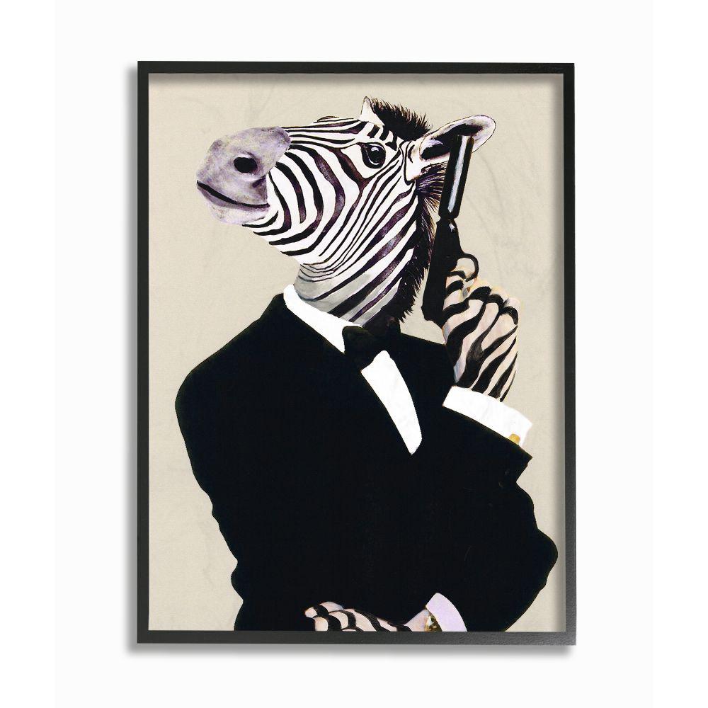 The Stupell Home Decor Collection 24 In X 30 In Secret Agent James Bond Zebra By Coco De Paris Framed Wall Art Cdp 114 Fr 24x30 The Home Depot