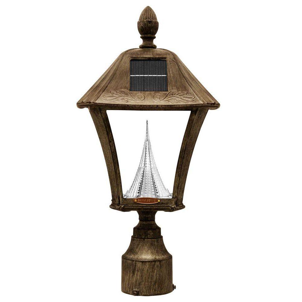 Dusk To Dawn Bronze Post Lighting Outdoor The Home Baytown Solar Weathered Bronze Outdoor Post Wall Light With Bright Warm White Leds