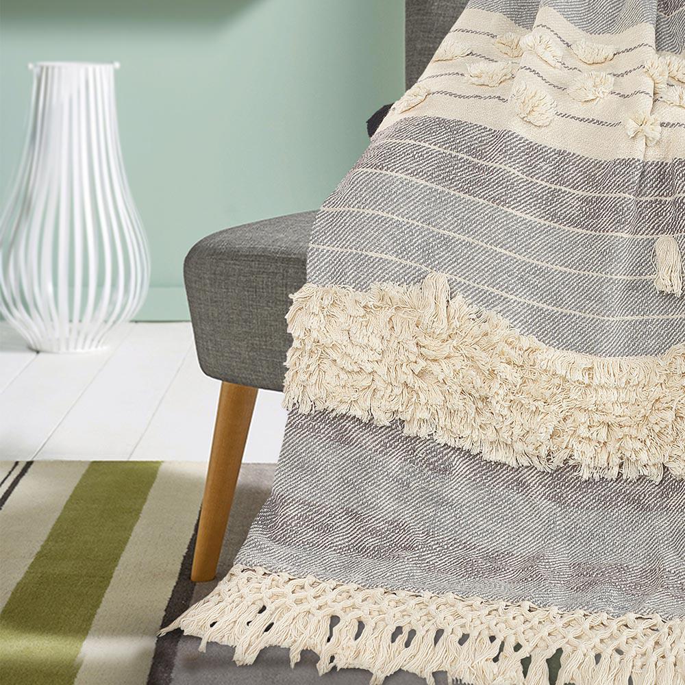 Lr Home Cottage Gray Fringed Tassel Cozy Cotton Throw Blanket Throw80165mlt4250 The Home Depot