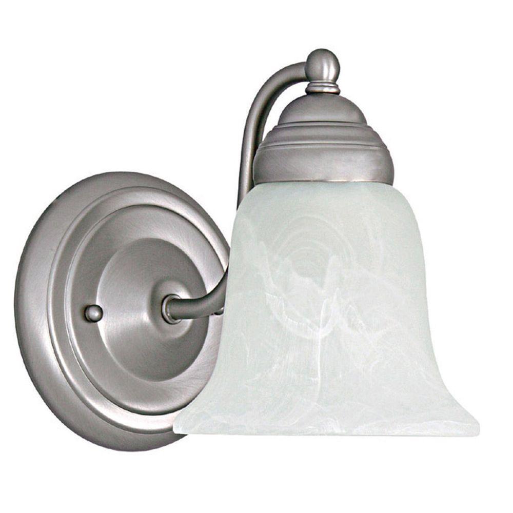 Filament Design 1Light Matte Nickel Sconce with Faux White Alabaster