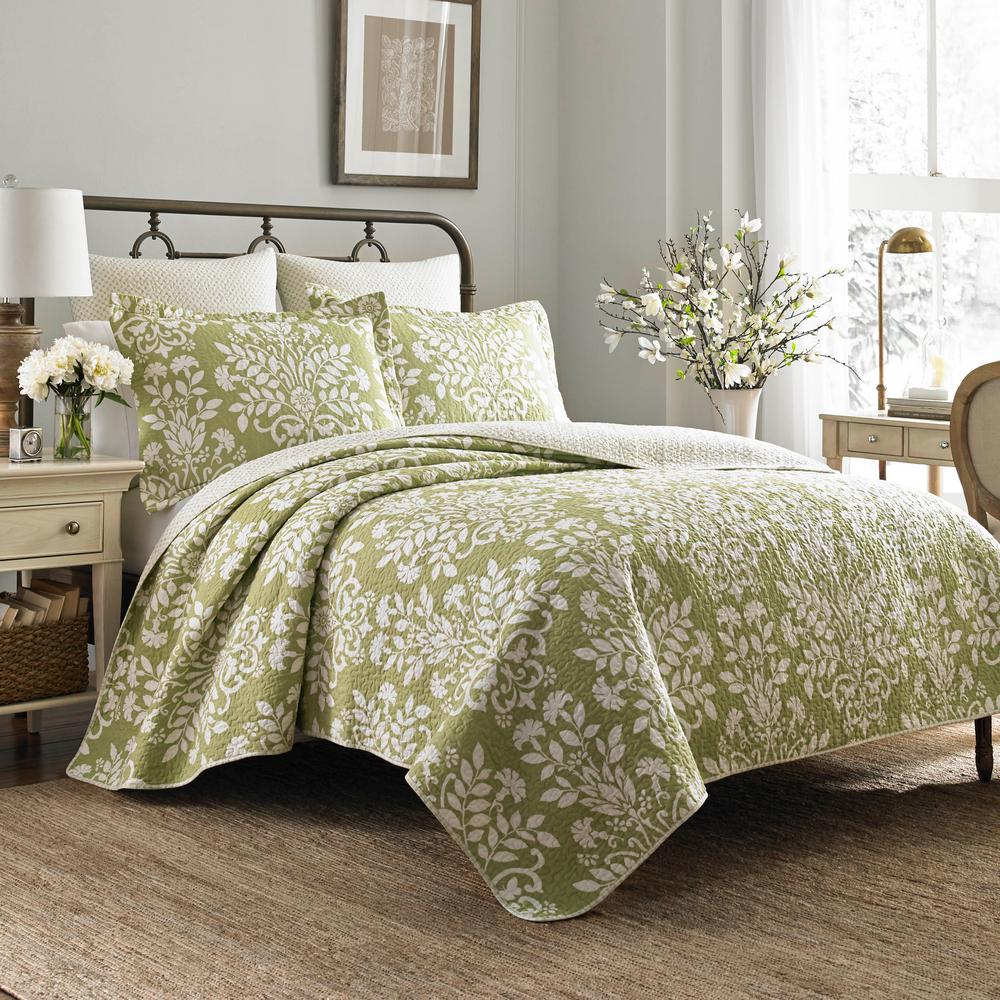 laura-ashley-rowland-2-piece-green-floral-cotton-twin-quilt-set-174629