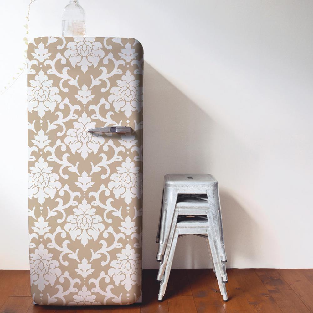 Roommates 28 18 Sq Ft Gold Damask L And Stick Wallpaper Gold Damask L And Stick Wallpaper