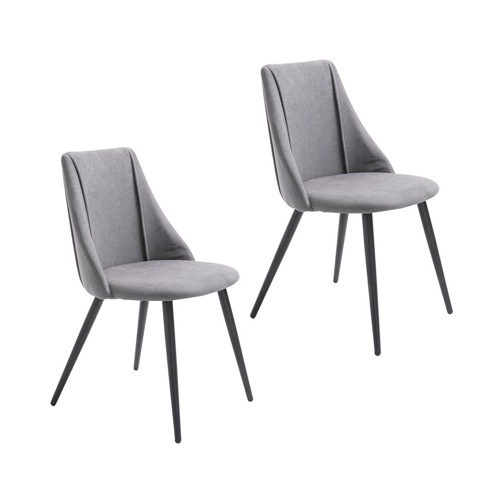 Sumyeg Gray Fashion Upholstered Fabric Side Chair Dining Chairs With Black Legs Set Of 2 Smeg Dark Grey Black Leg The Home Depot