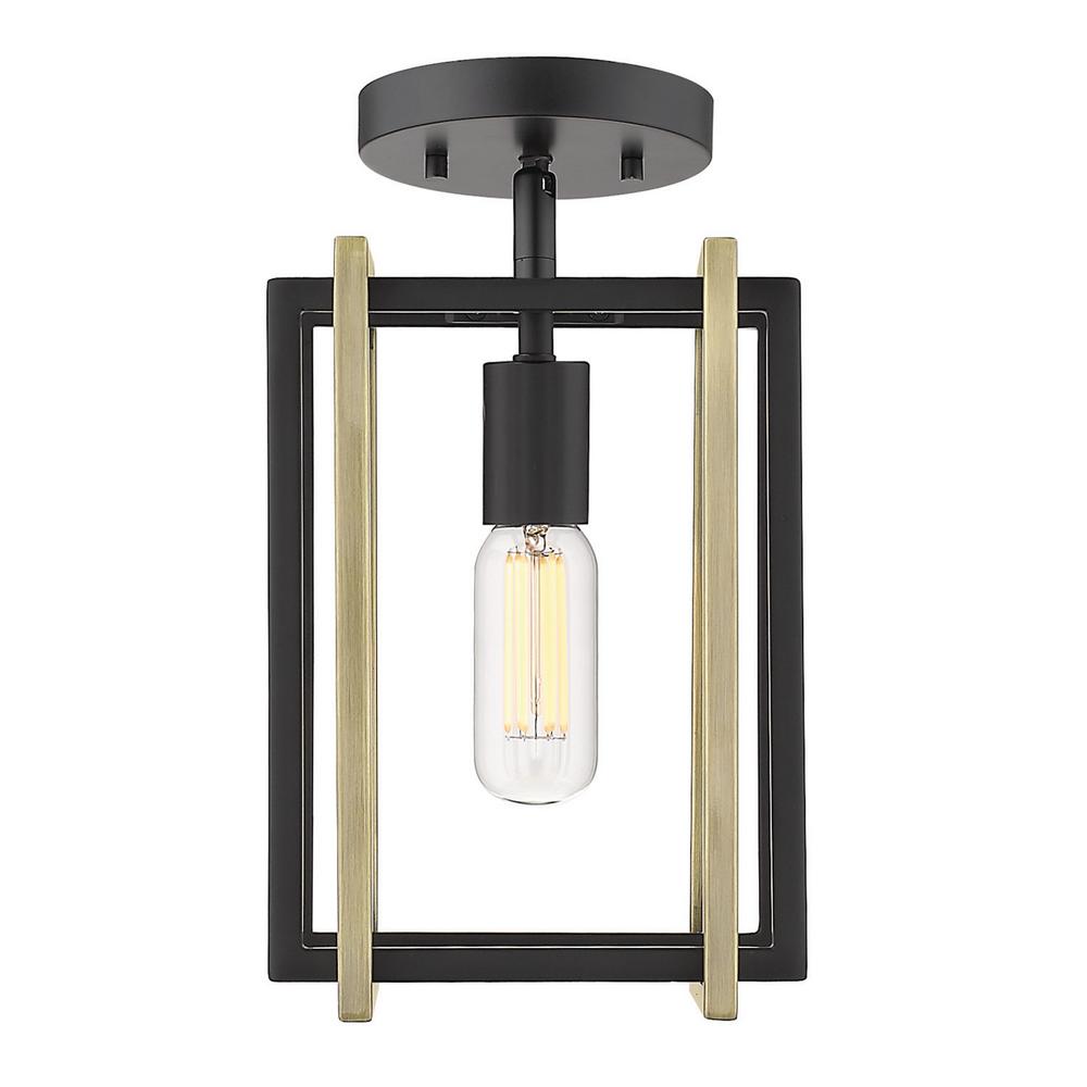 Golden Lighting Tribeca 7 25 In 1 Light Black With Aged Br Accents Semi Flush Mount Golden Lighting Tribeca 7 25 In 1 Light Black With Aged Br Accents Semi Flush Mount