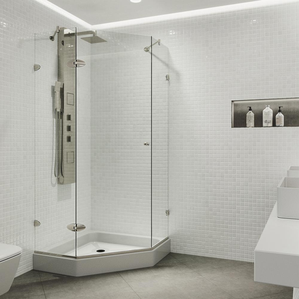 Neo Angle Shower Stalls Kits Showers The Home Depot Frameless Neo Angle Shower Enclosure In Brushed