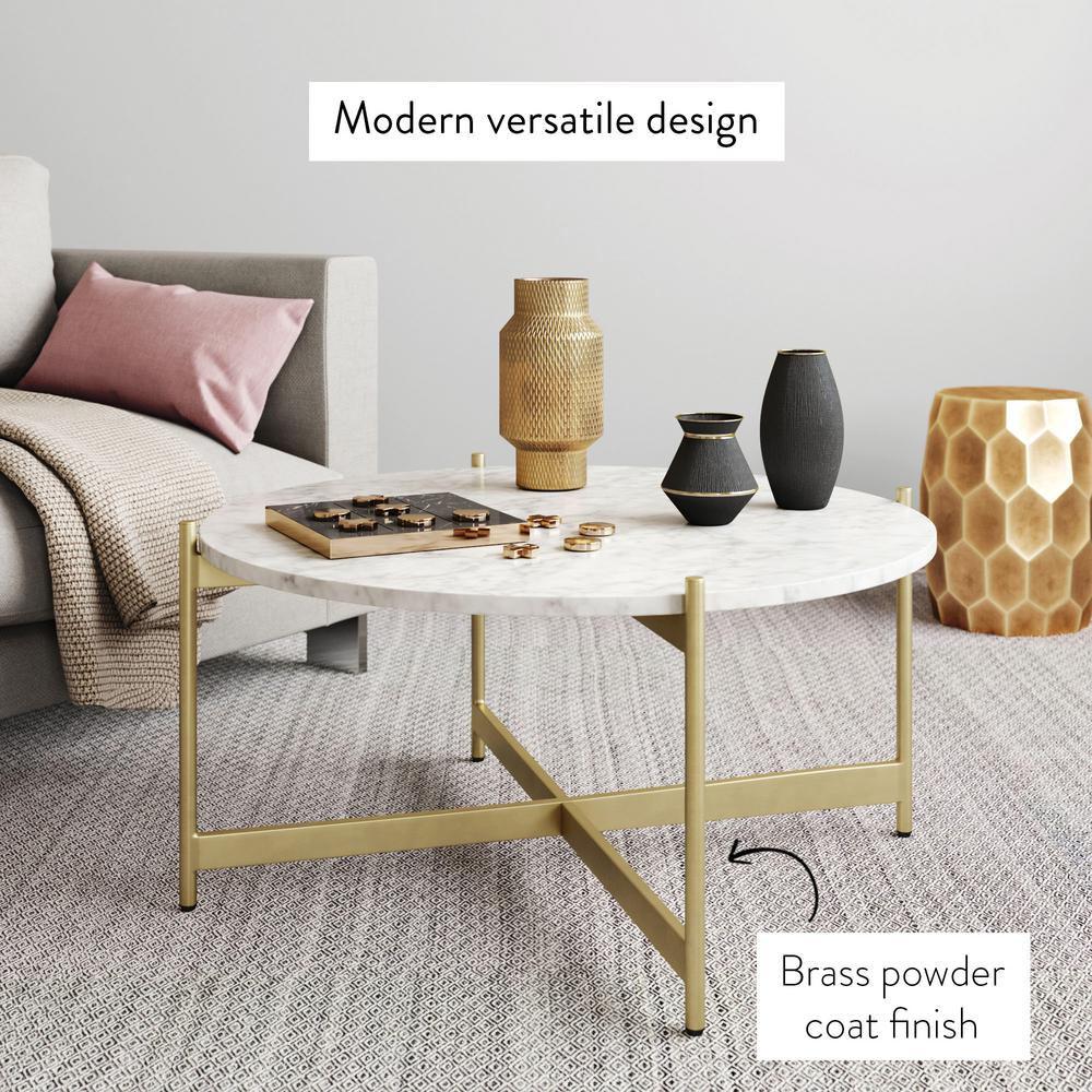 Nathan James Piper White Faux Marble Br Gold Metal Frame Nathan James Piper White Faux Marble Br Gold Metal Frame