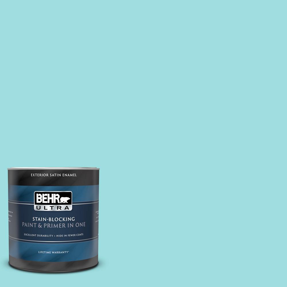 BEHR ULTRA 1 qt. #P460-2 Tropical Waterfall Satin Enamel Exterior Paint ...