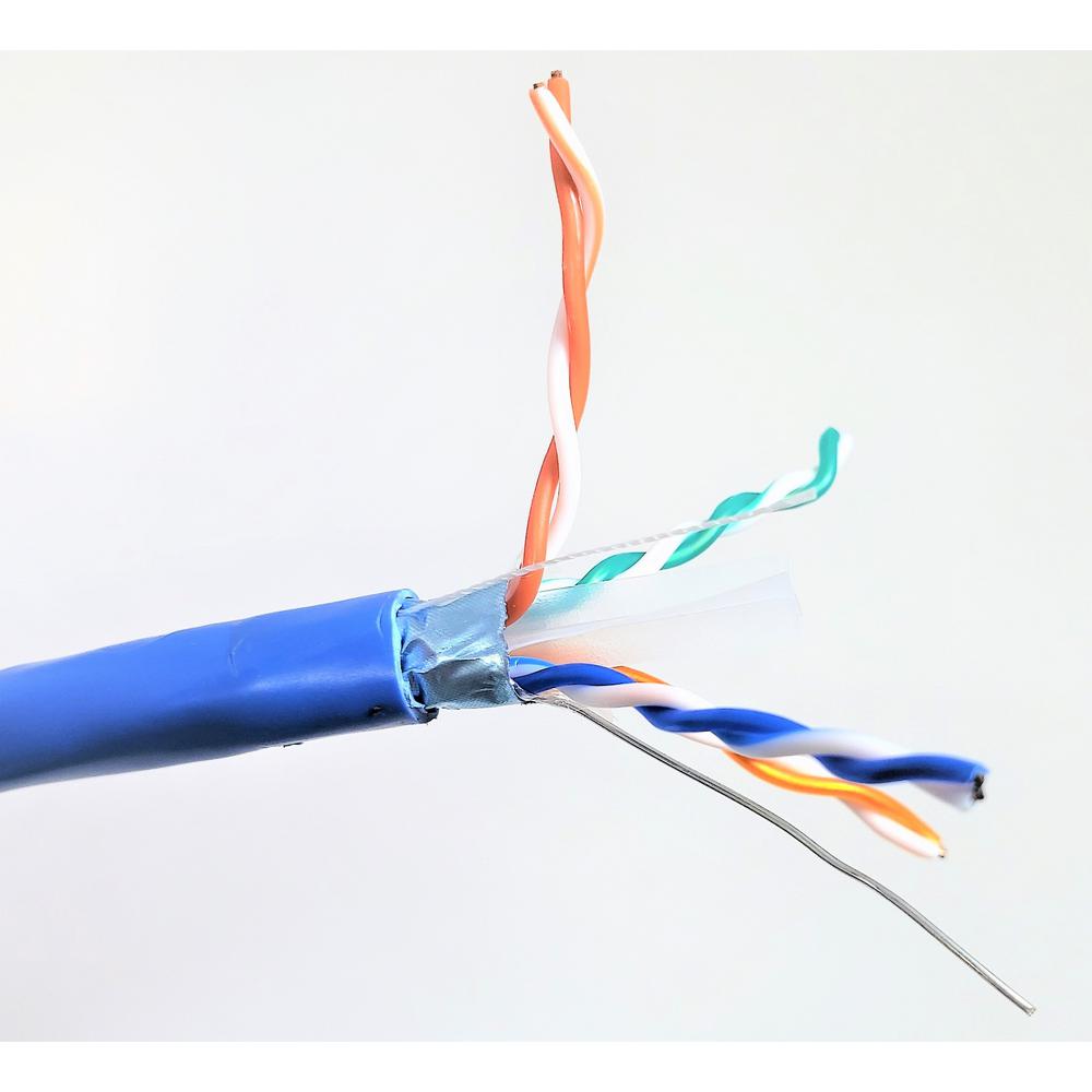 Micro Connectors Inc 250 Ft Solid Cat6 Stp Bulk Ethernet 23 Awg 8 Conductors Cable In Blue Tr4 560shbl 250 The Home Depot