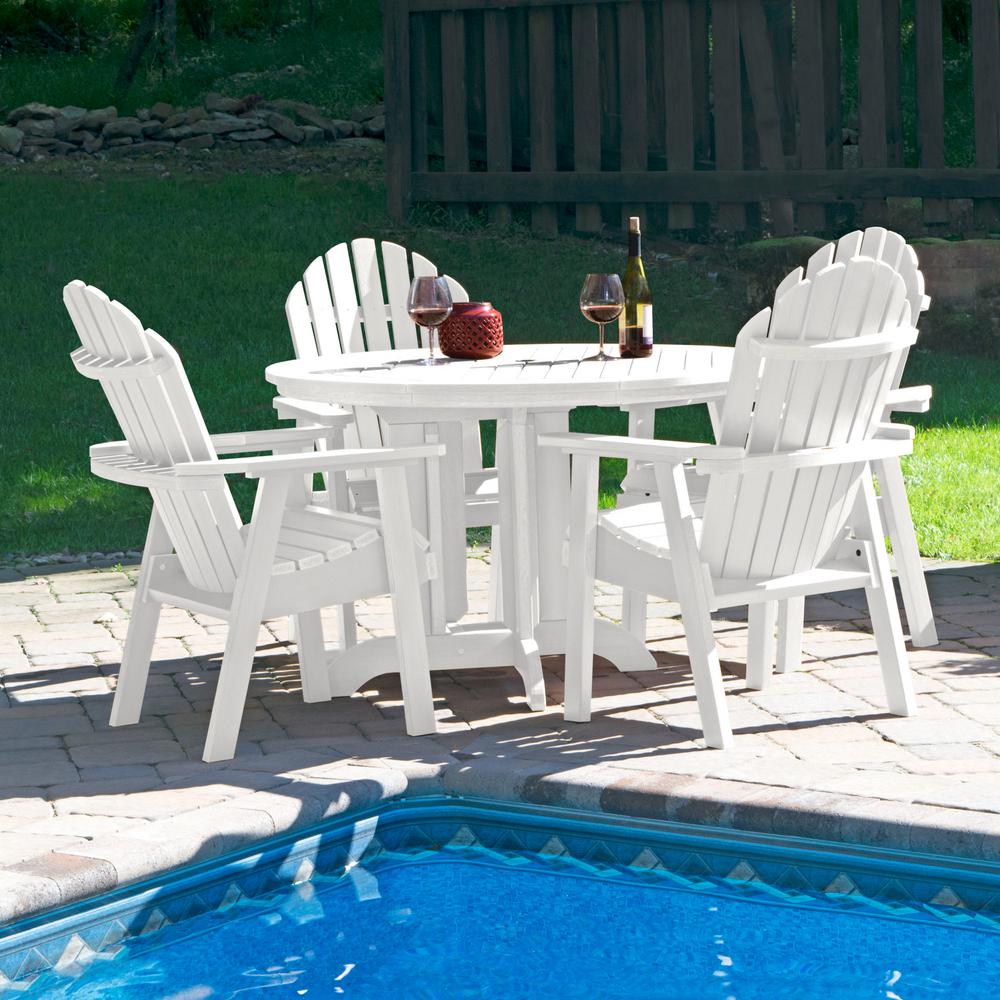 Highwood Hamilton White 5Piece Recycled Plastic Round Outdoor Dining