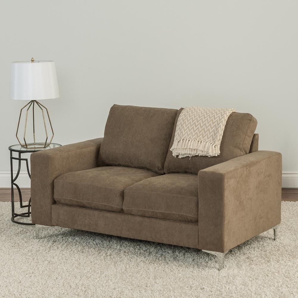 Cory Brown Chenille Fabric Loveseat