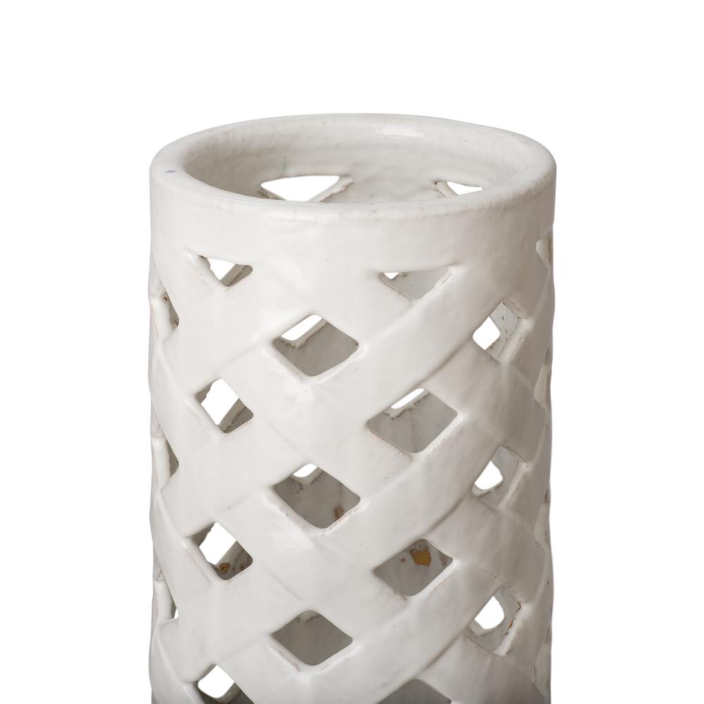 Emissary Criss Cross White Ceramic Umbrella Stand 4536wt The