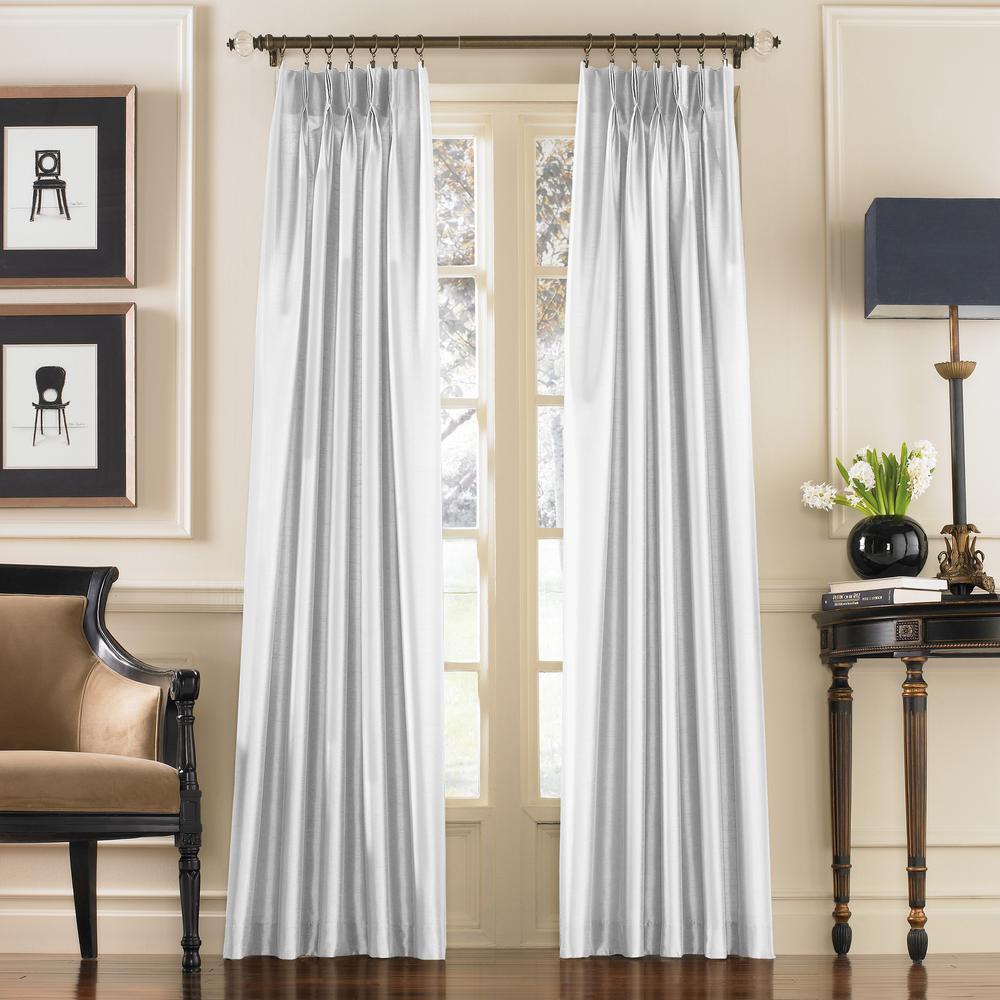 Curtainworks Marquee White Light Filtering Pinch Pleat/Back Tab Lined Curtain Panel 30 in. W x