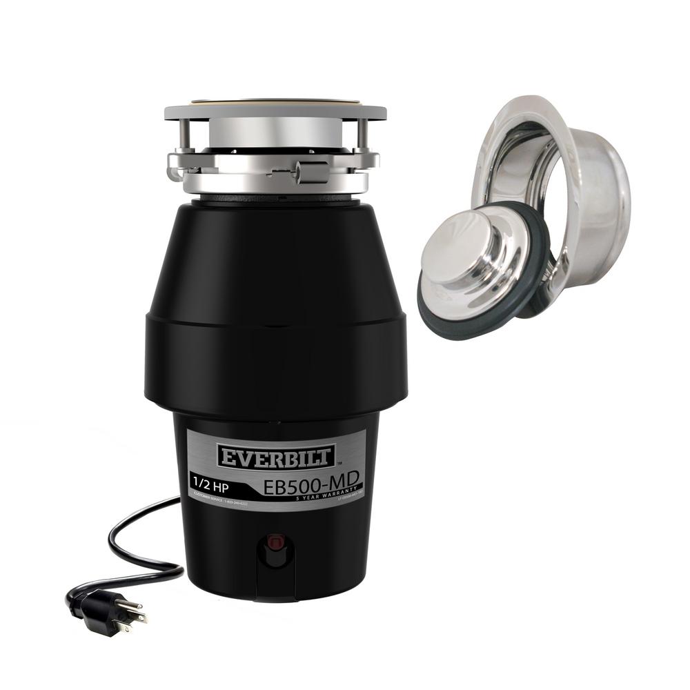 Everbilt 1/2 HP Continuous Feed Garbage Disposal with Polished Chrome