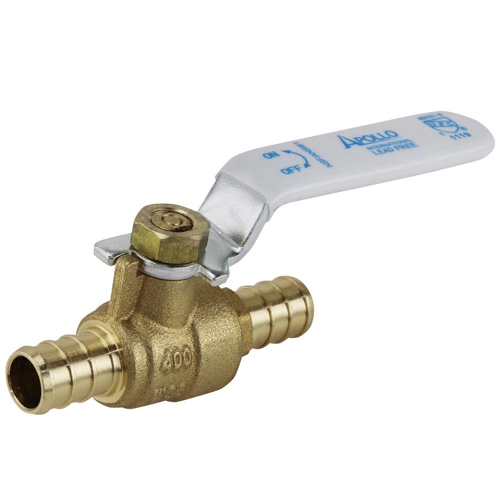 Brass 1 Inch Pack of 2} Pexflow 615P001-2 Full Port x PEX Barb Ball Valve Water Shut Off With Tee Handle