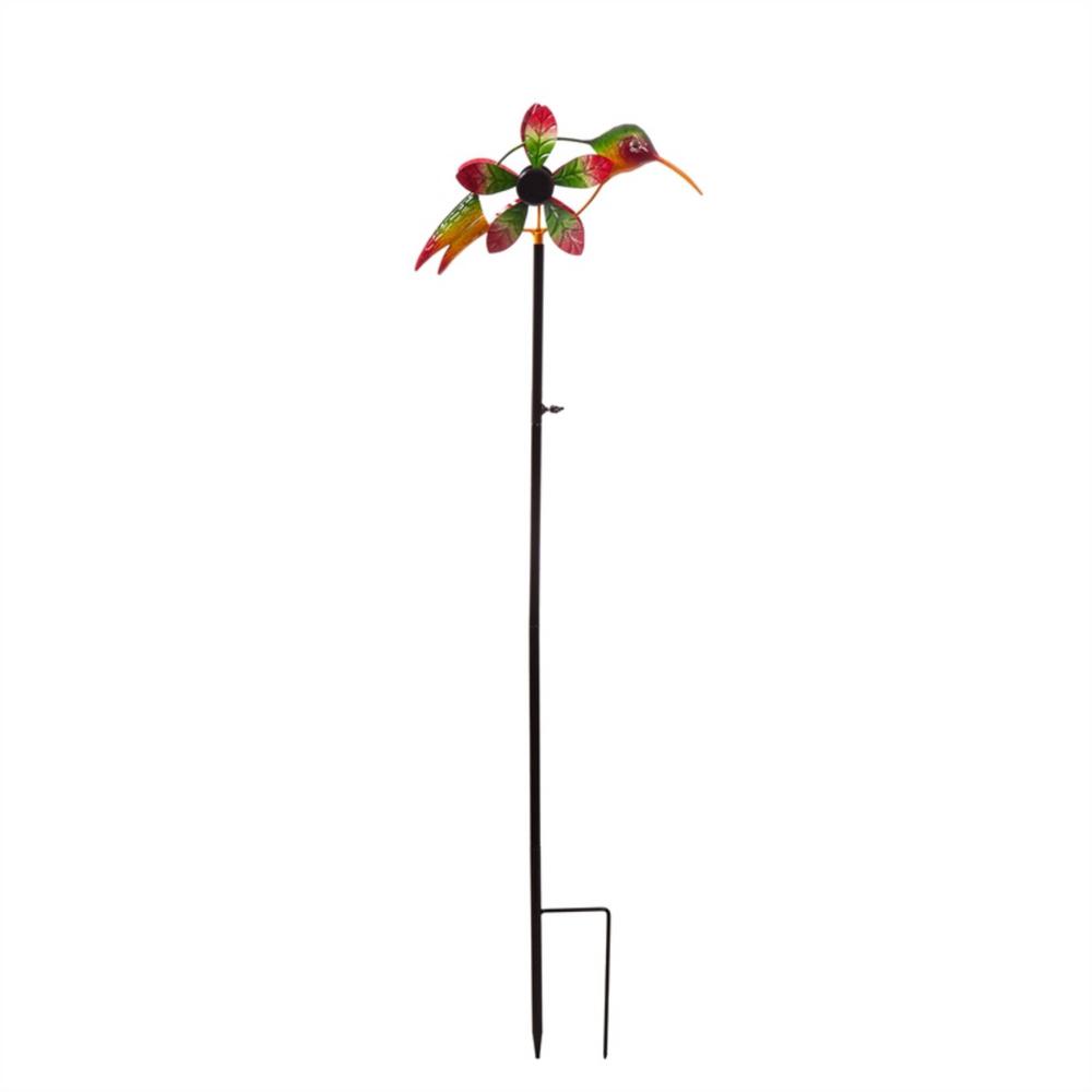 Evergreen Garden 48 In Hummingbird Stake With Kinetic Wind Spinner