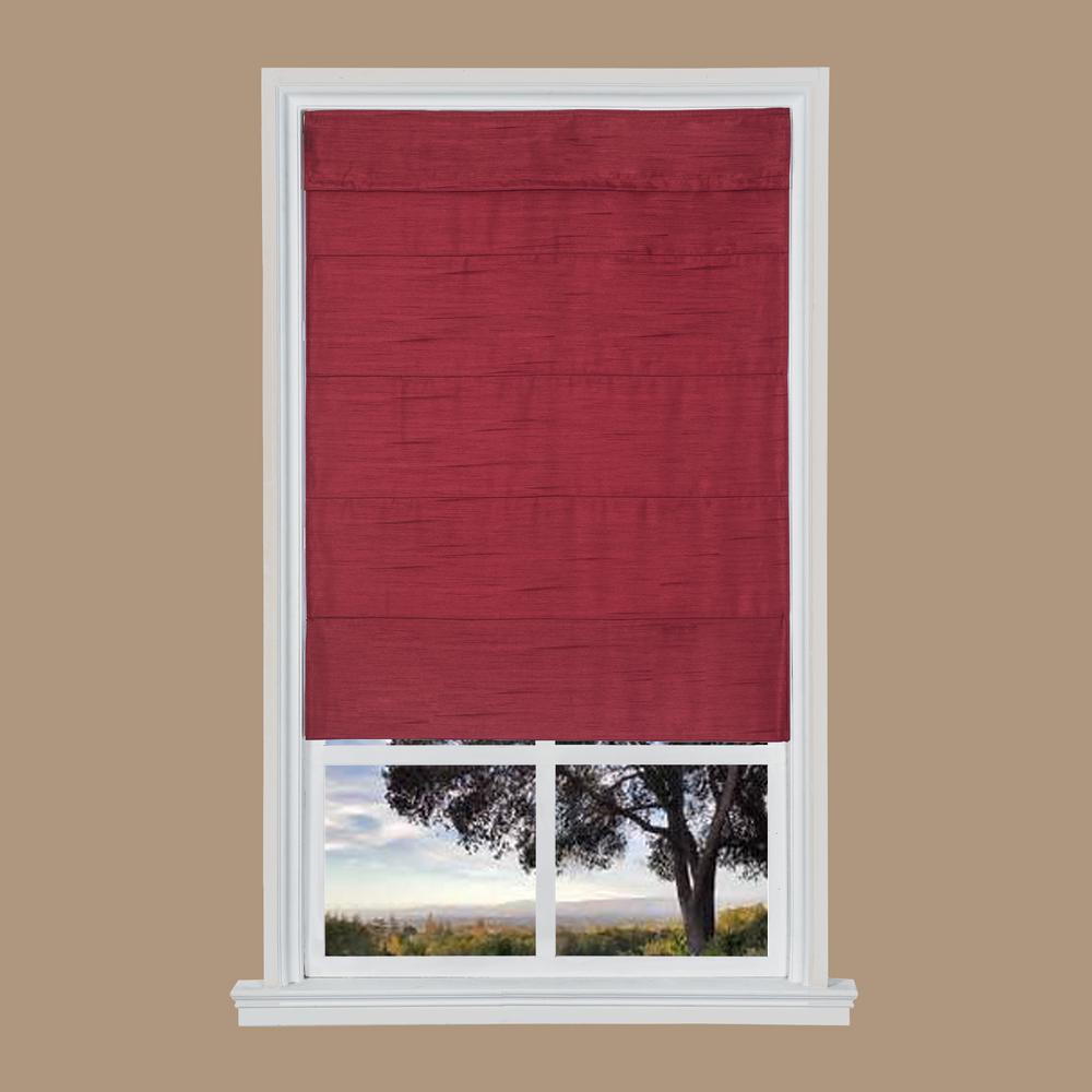 Merlot Faux Silk Cordless Fabric Roman Shade 35 in. W x 64 in. L