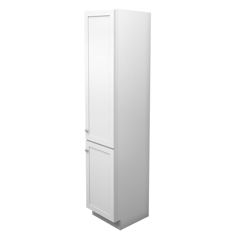 Kraftmaid 18 In W X 88 1 2 In H X 21 In D Vanity Bathroom Linen Storage Tower Cabinet In Dove White Vlc182188r The Home Depot