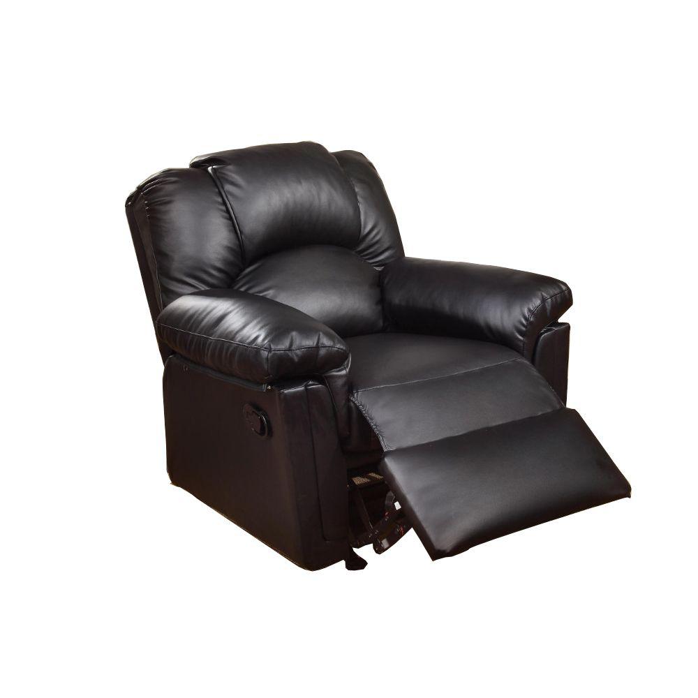 Benjara Blane 41 in. H Black Leather Recliner with Power Motion