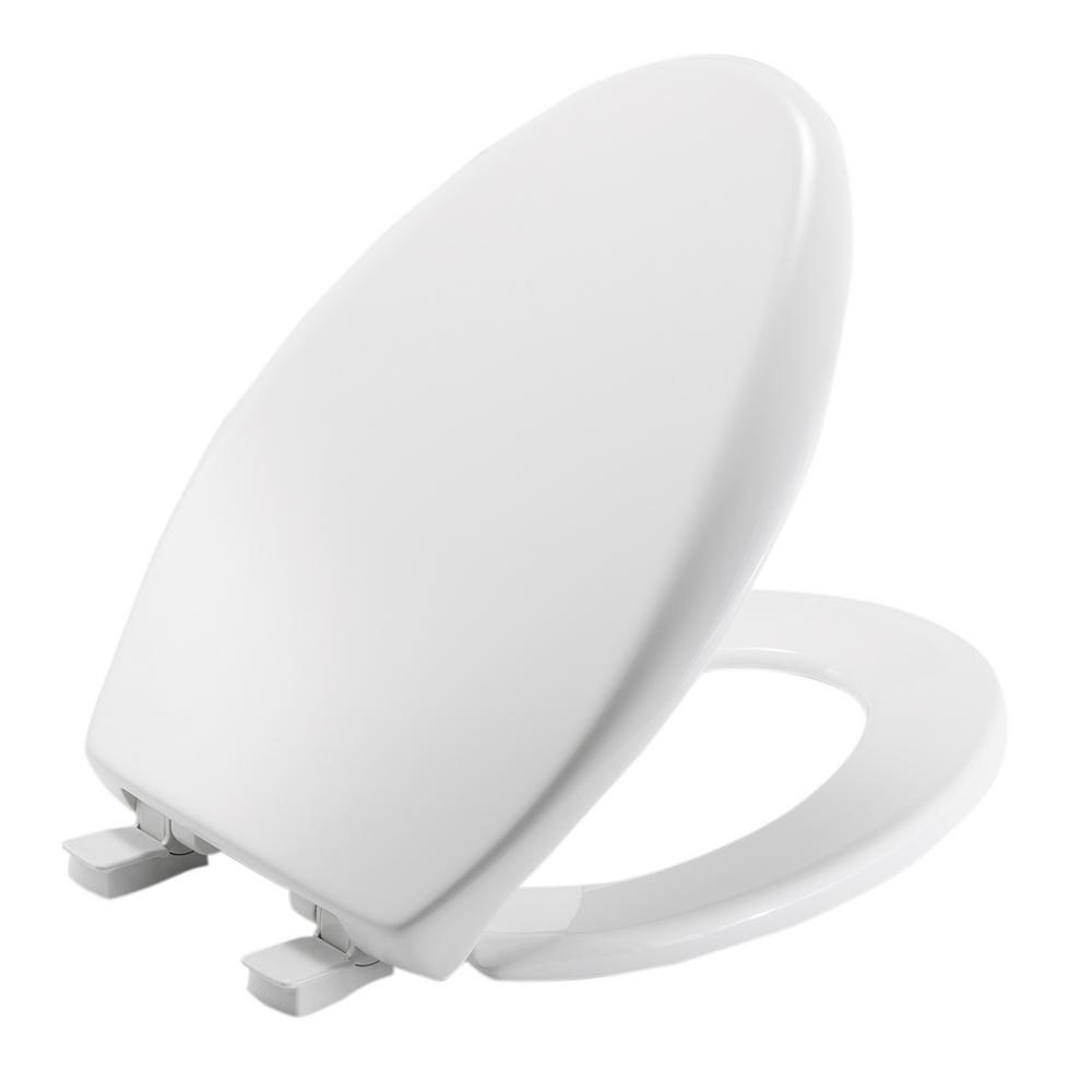 Bemis Slow Close Elongated Closed Front Toilet Seat In White 1202slow 000 The Home Depot