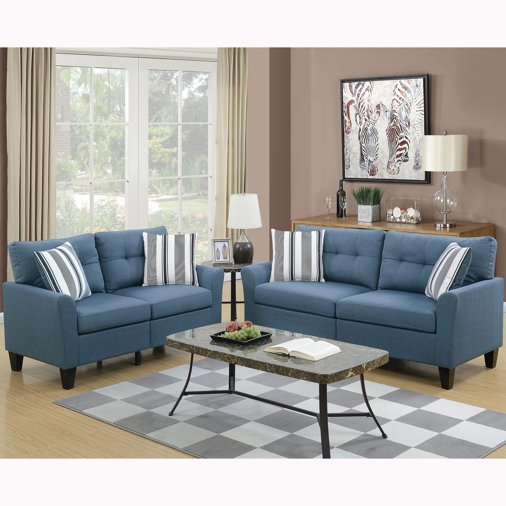 Venetian Worldwide Sardinia 2 Piece Blue Sofa Set VENE F6535 The Home Depot