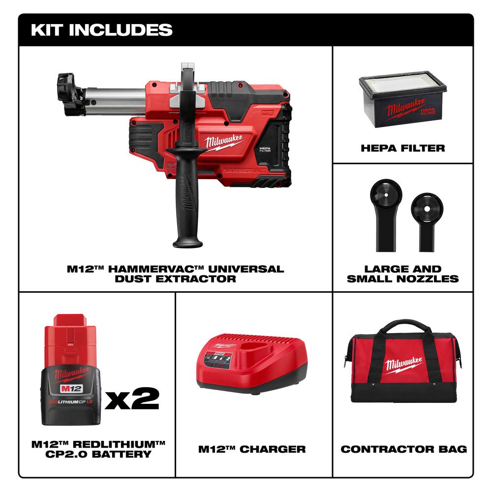 Milwaukee M12 Universal Rotary Hammer Drill Dust Collection Vacuum Collector New