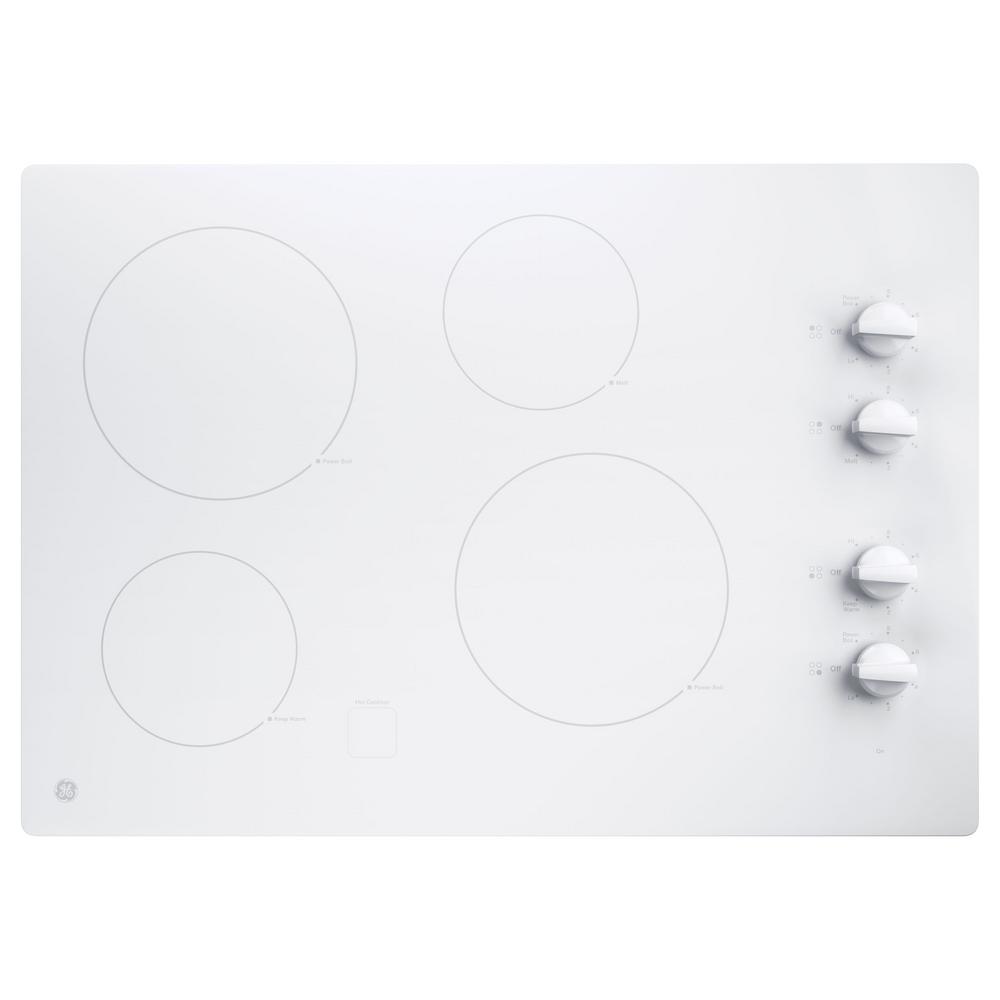 Ge 30 In Radiant Electric Cooktop In White With 4 Elements