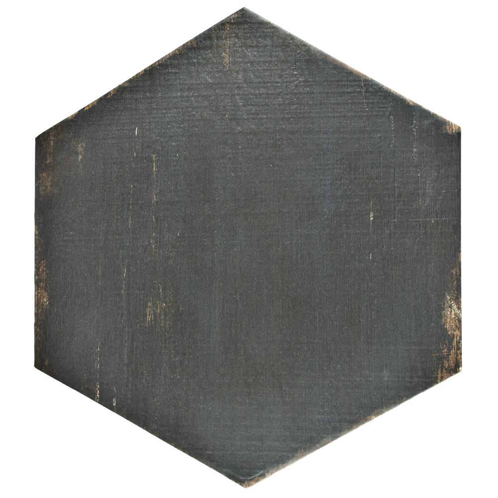 Retro Hex Nero 14-1/8 in. x 16-1/4 in. Porcelain Floor and Wall Tile (11.05 sq. ft. / case)