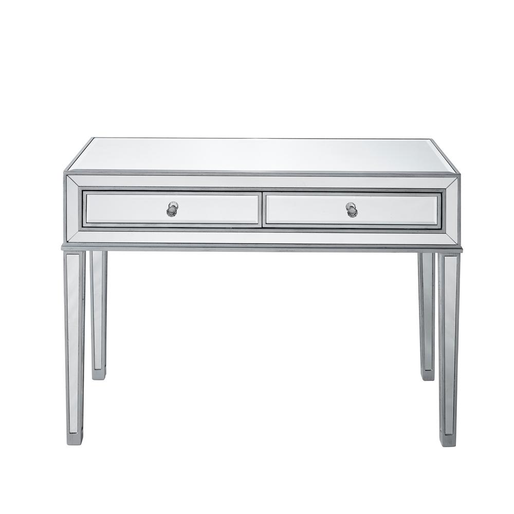 Philip 42 In Antique Silver Paint Finish Desk With 2 Drawers Antique Silver Paint Finish Desk With 2 Drawers Rectangle Mirror