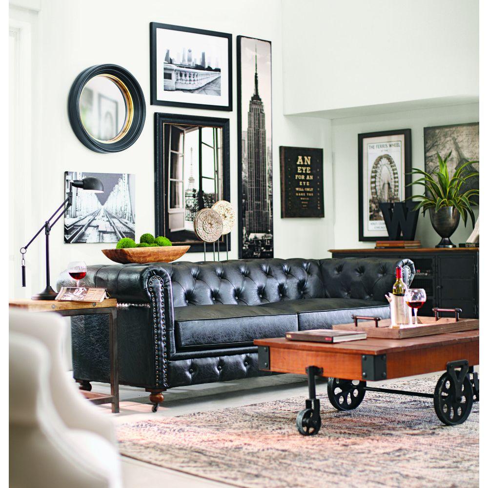 Home Decorators Collection Gordon Black Leather Sofa 0849400700 Home Decorators Collection Gordon Black Leather Sofa 0849400700 The Depot