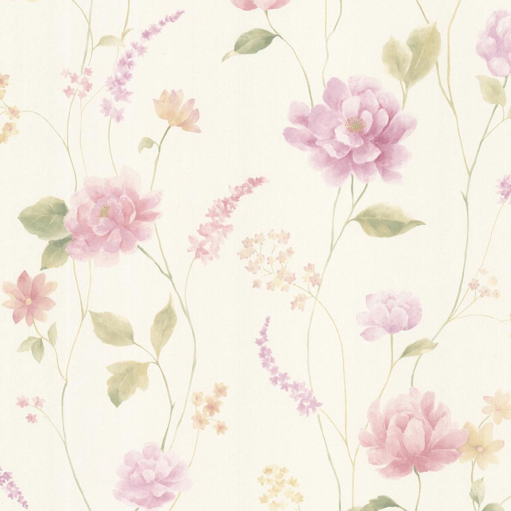 Brewster 56.4 sq. ft. Hanne Purple Floral Pattern Wallpaper-347-20106
