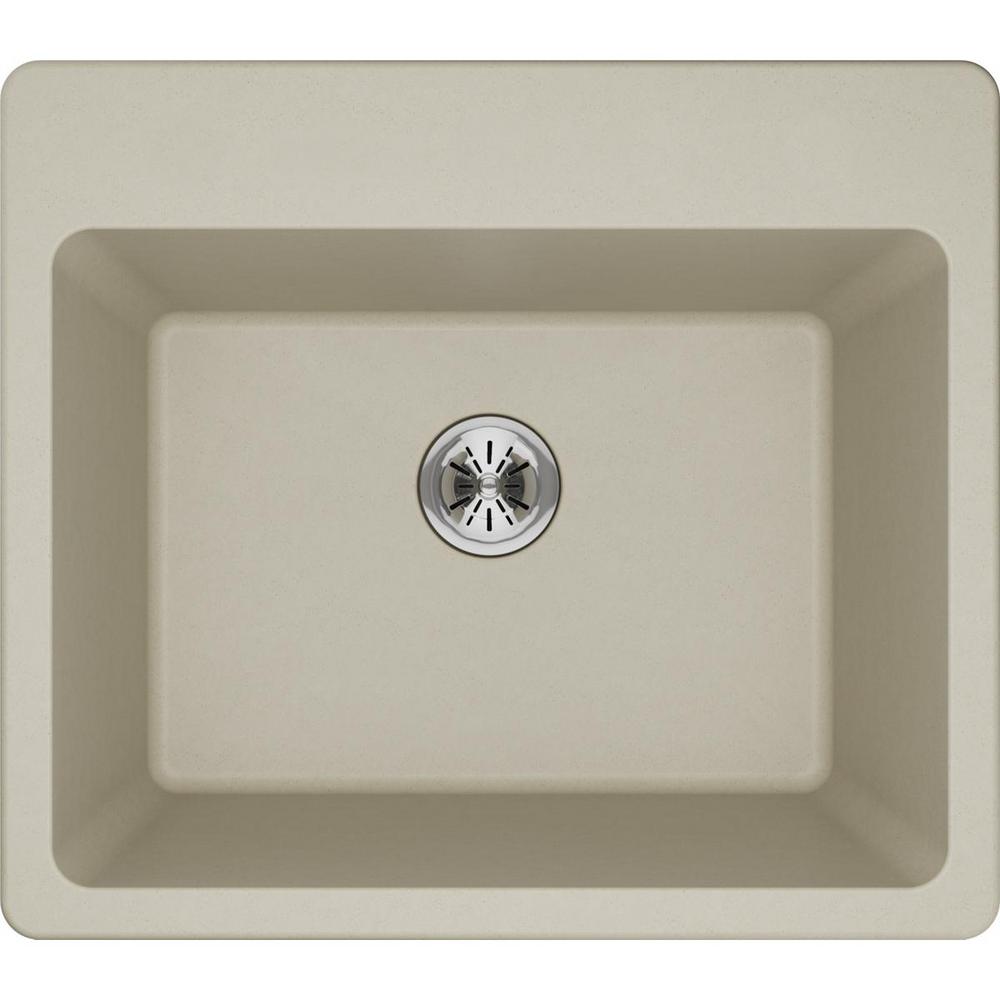 Elkay Quartz Classic Perfect Drain Drop In 25 In Laundry Sink In Bisque