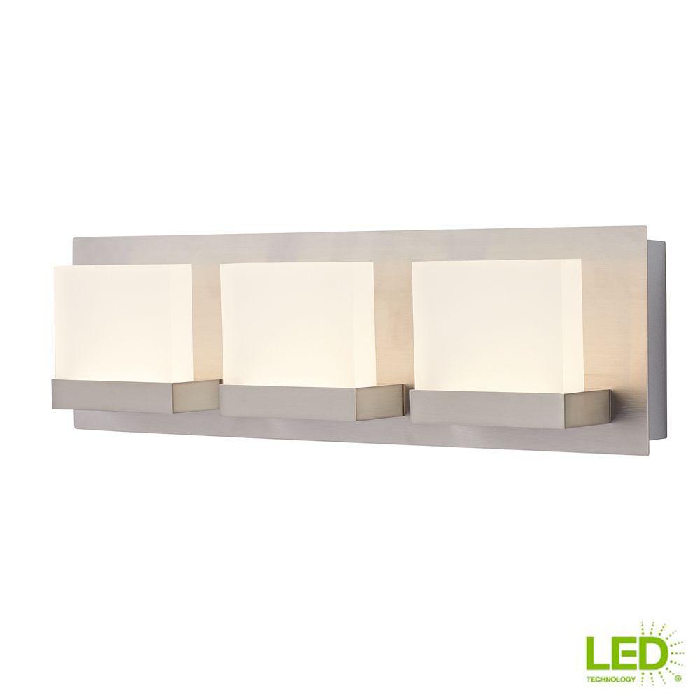 Home Decorators Collection Alberson Collection 3-Light Brushed Nickel LED Bath Bar Light