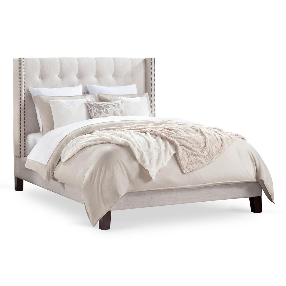 Atlantic Furniture Venice Upholstered Traditional Bed King In Pebble Atlantic Furniture Venice Upholstered Traditional Bed King In Pebble Beach