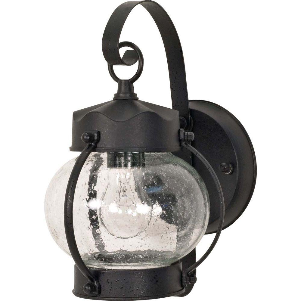 Glomar 1 Light Outdoor Textured Black Wall Lantern Sconce Onion Textured Black Wall Lantern Sconce