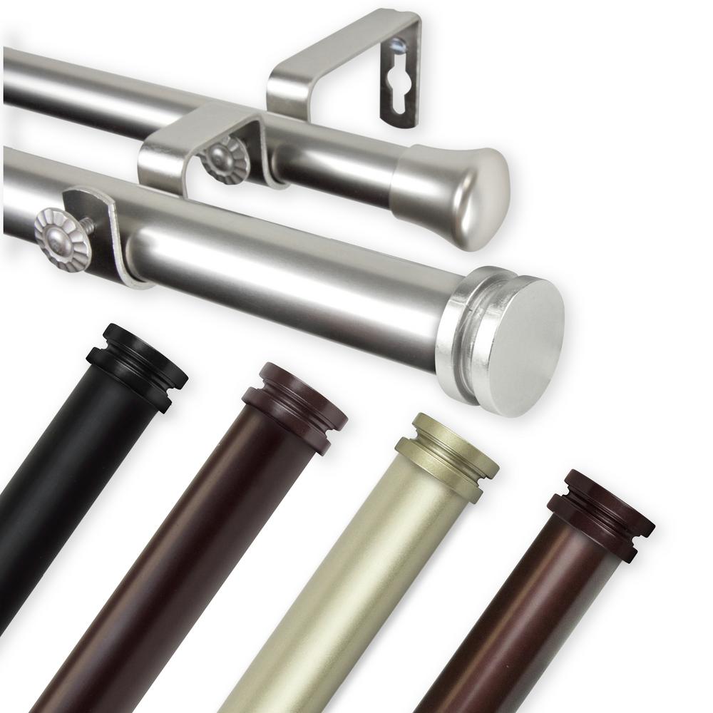 Rod Desyne Bun 1 In Dia 160 To 240 L Double Curtain Dia 160 In To 240 L Double Curtain Rod Satin Nickel