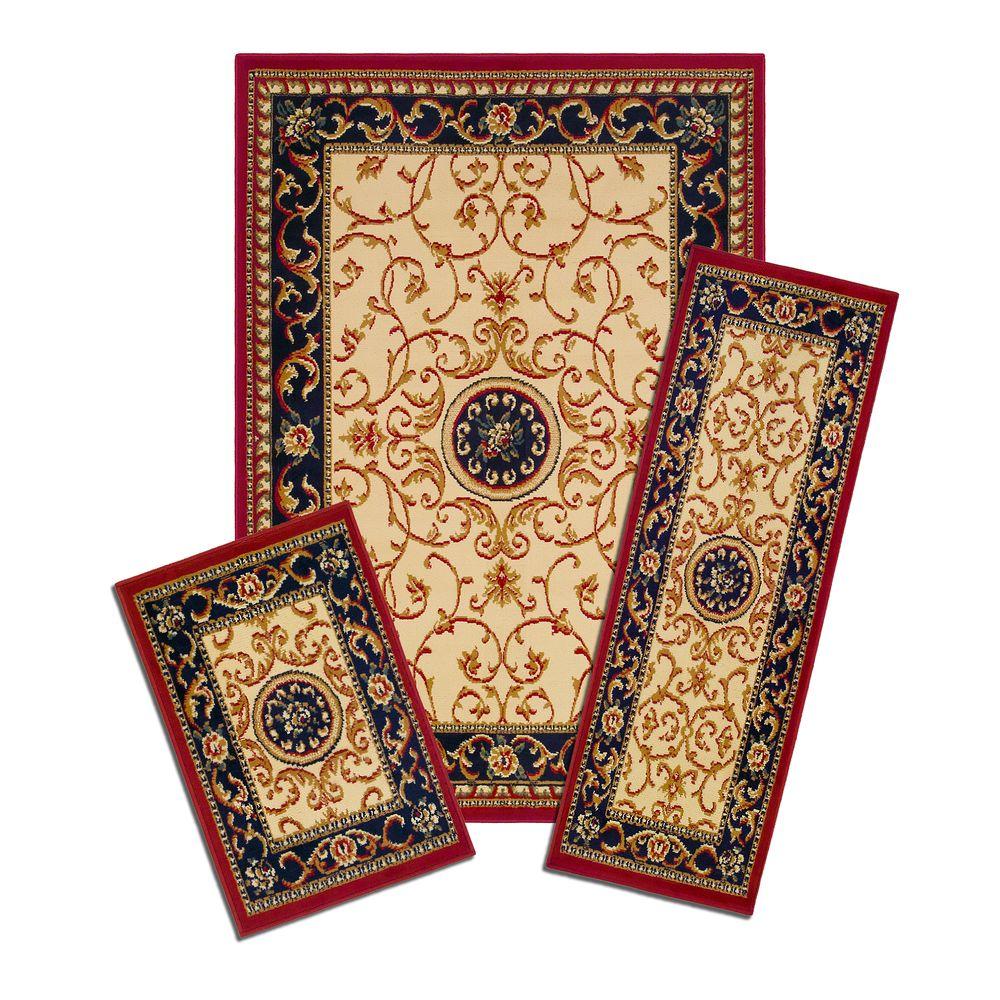 Capri Capri Wrought Iron Medallion 5 Ft X 7 Ft 3 Piece Rug Set