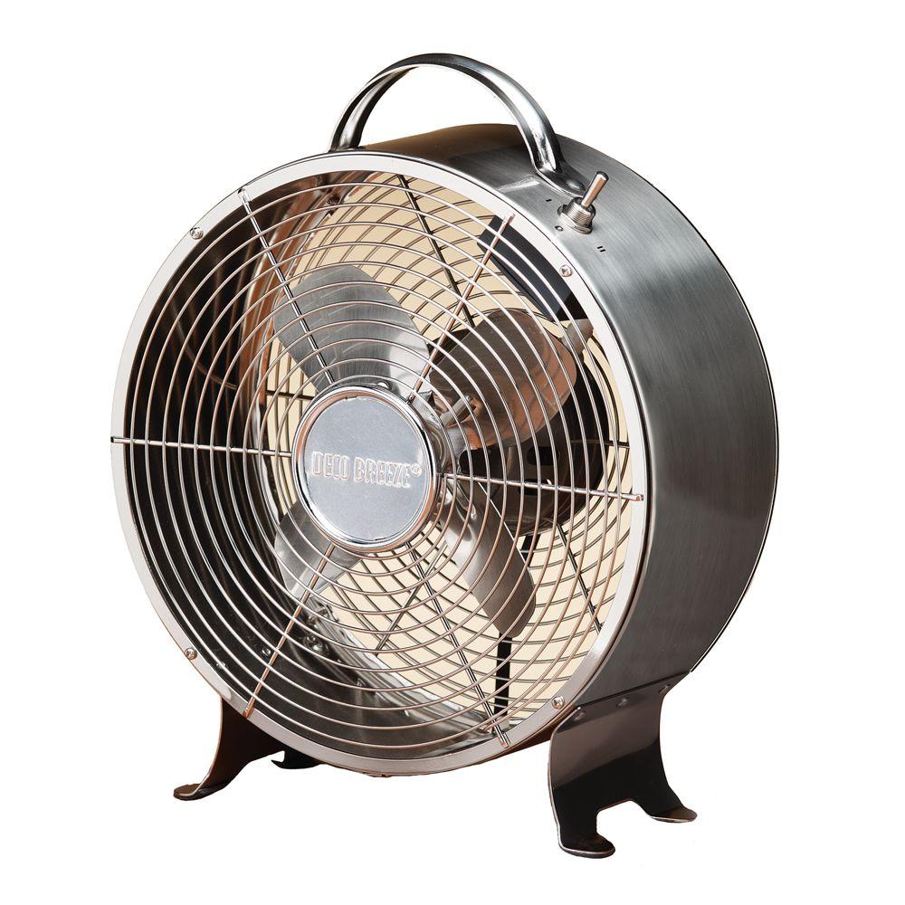 Deco Breeze 10 In Retro Stainless Table Fan D0641 The Home Depot Retro Stainless Table Fan