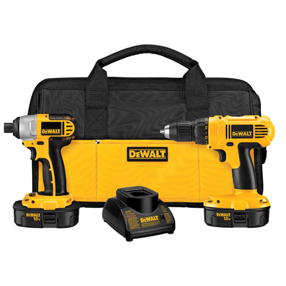 DEWALT 18-Volt NiCd Cordless Combo Kit (4-Tool) with (2) Batteries ...