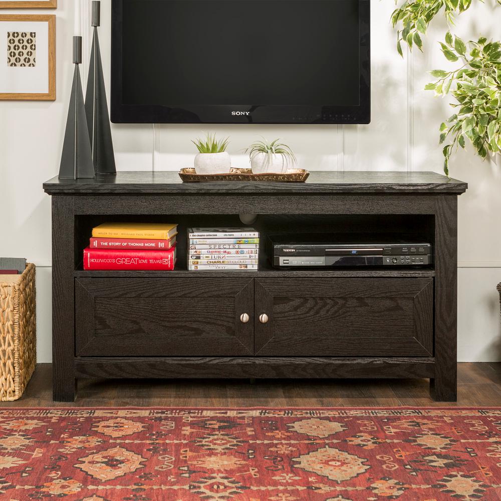Walker Edison Furniture Company Cortez 44 in. Black Composite TV Stand