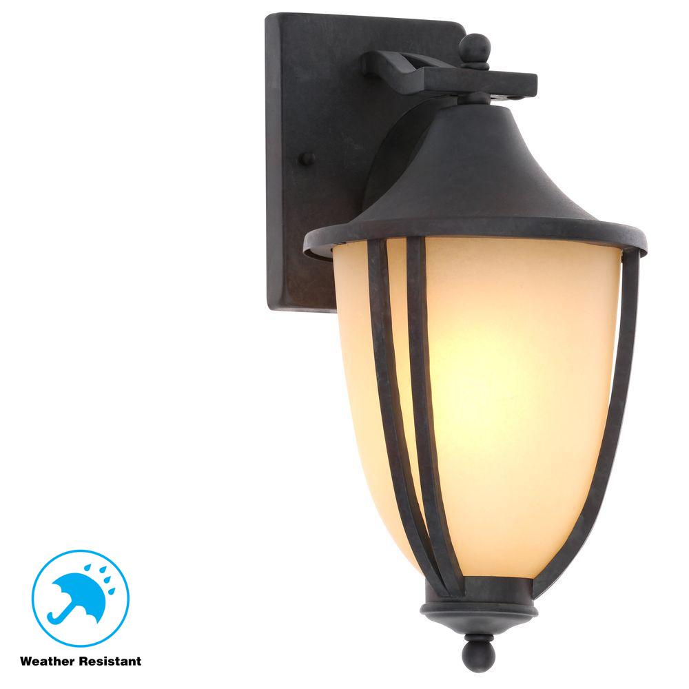 Hampton Bay 1Light Rustic Iron Outdoor WallMount Lantern