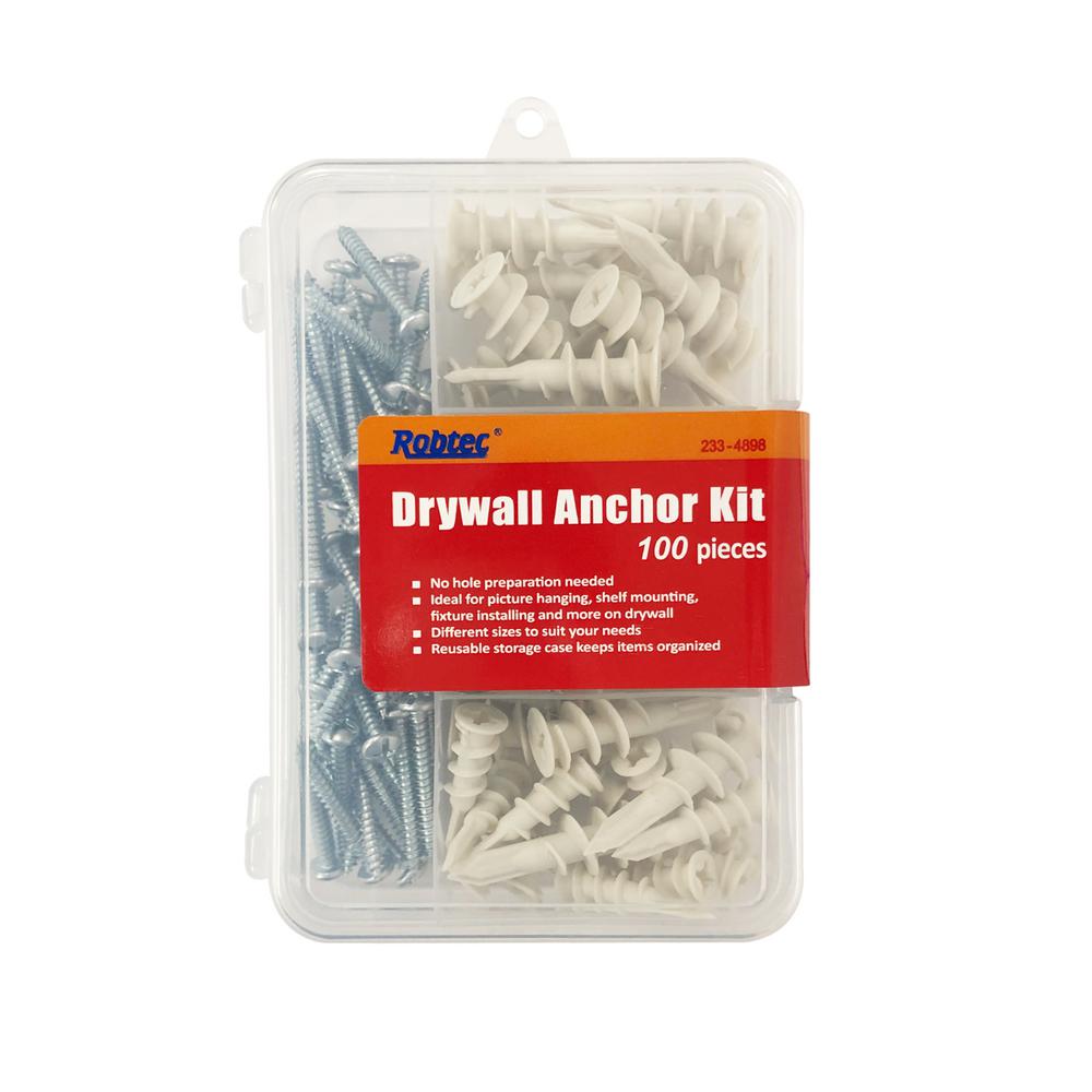Robtec 3 8 In X 1 1 41 In To 5 8 In Drywall Anchor Assortment Pack 100 Pack Dwac100 The Home Depot