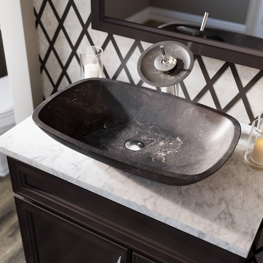 Mr Direct 868 Swf Bn 868 Limestone Vessel Brushed Nickel Bathroom