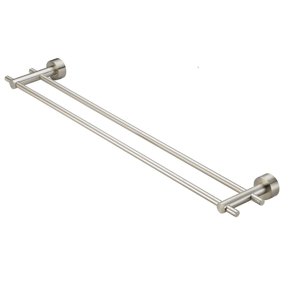 24 30 Towel Bars Bathroom Hardware The Home Depot Double Towel Bar In Brushed Nickel