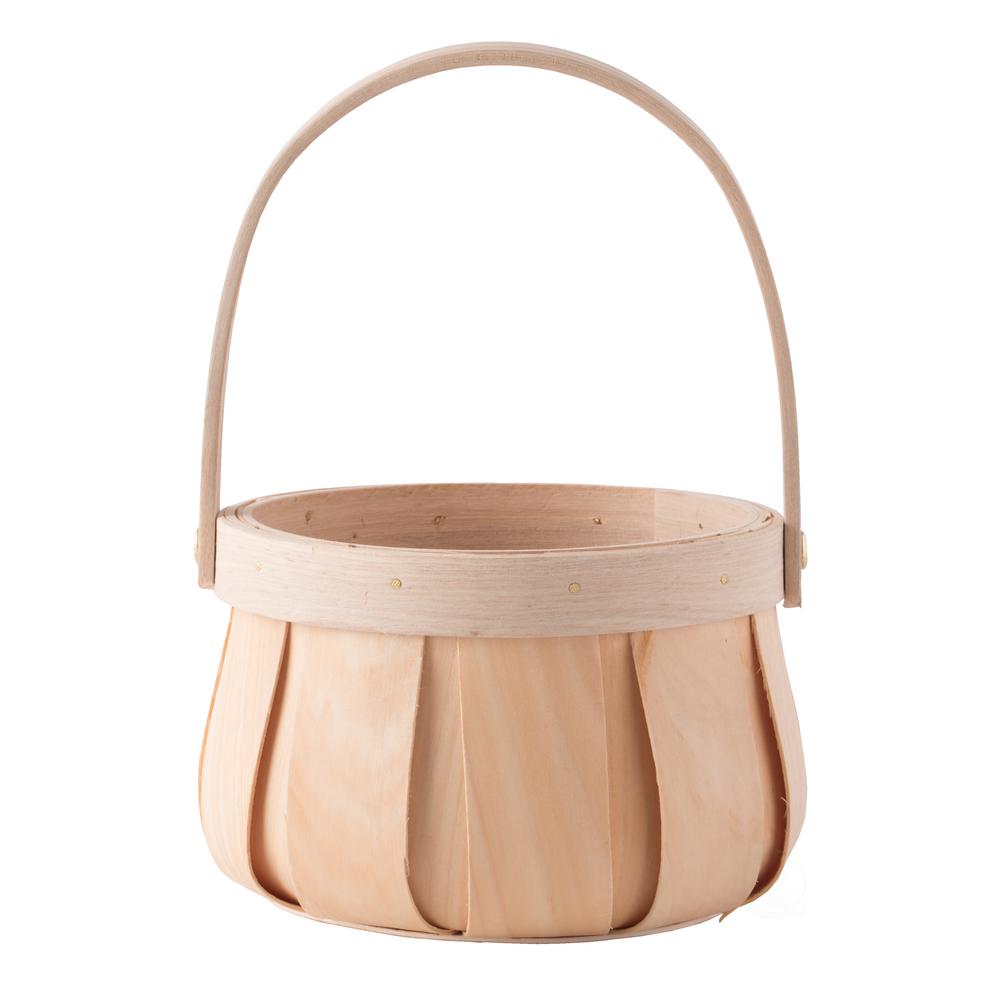wooden basket with handle