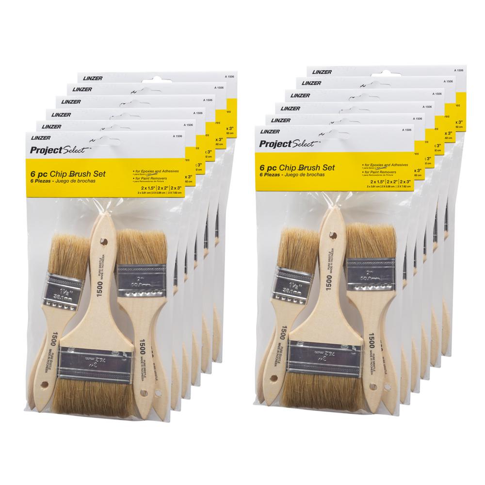 Linzer Flat Chip Brush Set (6Piece) (12Pack)HD A 150612PK The