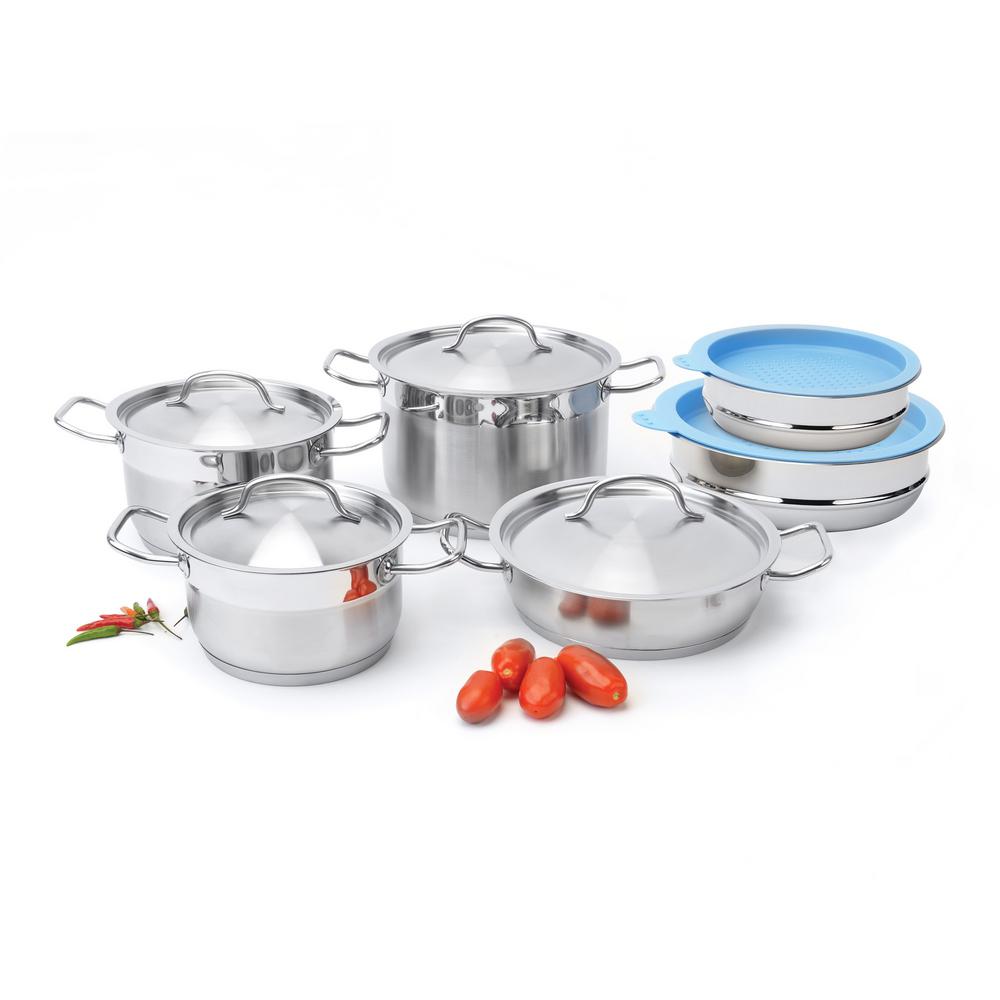 BergHOFF Hotel 12-Piece 18/10 Stainless Steel Cookware Set with Mixing Bowls by BergHOFF